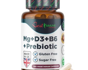 Magnesium Lactate Vitamins B6 D3 Inulin Prebiotic Complex - 100 Caps