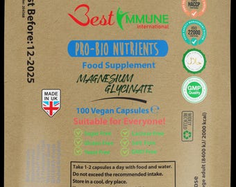 Natural Magnesium Taurate 500mg - High Strength Maximum Absorption Bioavailability, Balanced Formula Energy Wellness, 100 Vegan Capsules