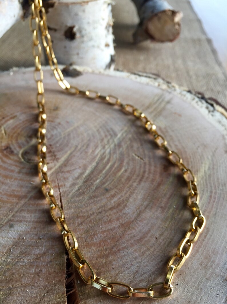 Warm metal 33 long aluminum chain necklace