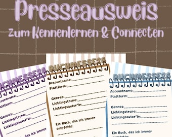 Press pass insert for networking and introductions at book fairs