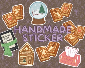 Bookish Winter Stickers handmade cozy bookshop books and reading designs