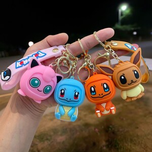 Cute Pokémon Character Keychains - Jigglypuff, Squirtle, Charmander, Eevee
