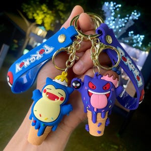 Sweet Treat Pokémon Keychains - Snorlax & Gengar Ice Cream Cone Figures