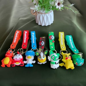 Dynamic Pokémon Character Keychains - Sprightly Sprigatito, Charmander, Pikachu