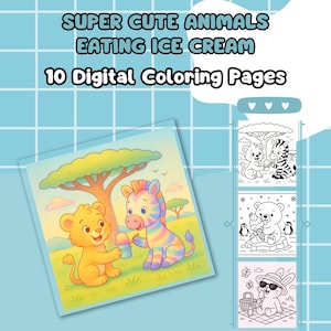 Ice Cream Coloring Book for Kids ice cream coloring pages – Printable Kawaii Animal & Ice Cream Fun Activity Book