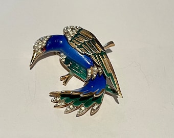 Trifari exotic bird brooch