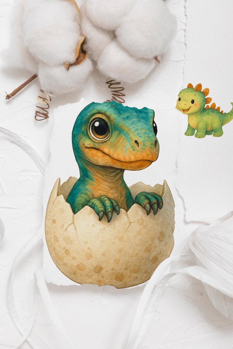 Baby Dinosaur Clipart Set, Cute Dino PNG Bundle, Fast Download ...