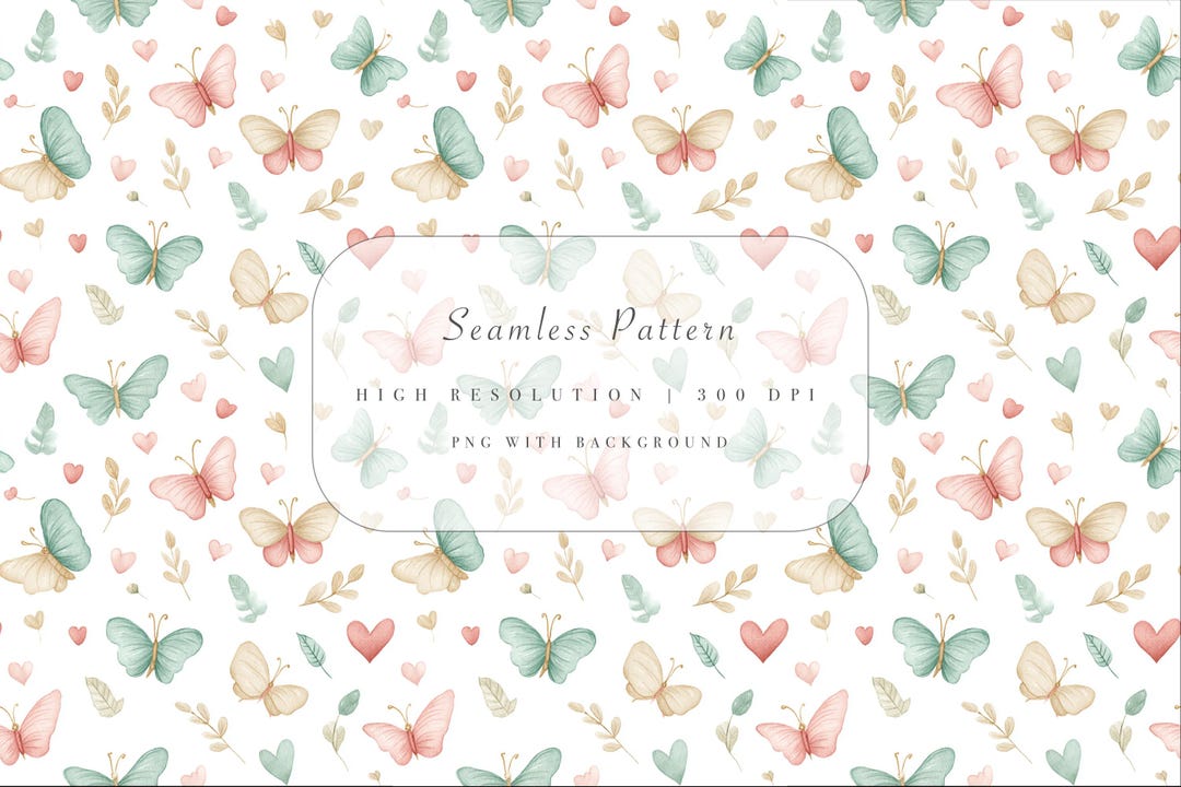 Butterfly Seamless Pattern PNG - Watercolor Pastel Butterflies and ...