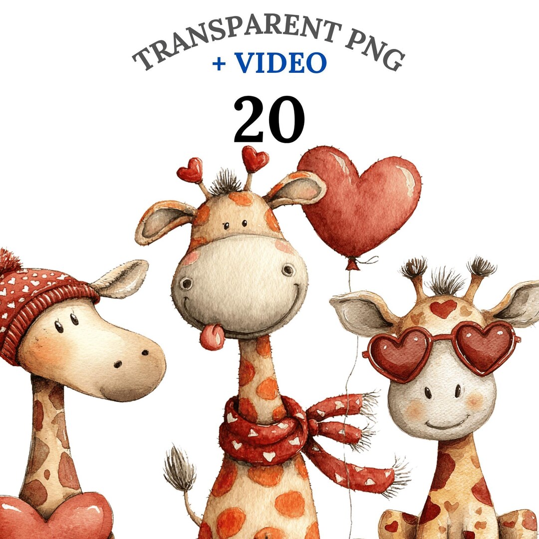 20 Giraffe Clipart PNG Bundle, Cute Safari Animal Clipart Bundle, Baby ...