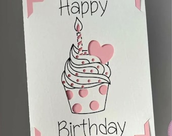 Birthday Card Insert Design | Cupcake Card for Cricut Card Mats & Standard Mats | Pop Up SVG | 3d Birthday card SVG