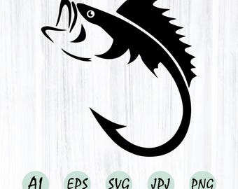 Fishing Hook Svg, Bass Fishing Svg, Fisherman Svg, Fishing Dad. Vector Cut file Cricut, Silhouette, Pdf Png Eps Dxf, Decal, Sticker, Vinyl