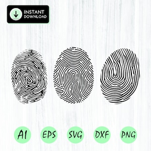 Fingerprint SVG, Silhouette Clipart, Finger Print Image, Thumbprint Stencil, Cut File, Finger Lines, Digital Download