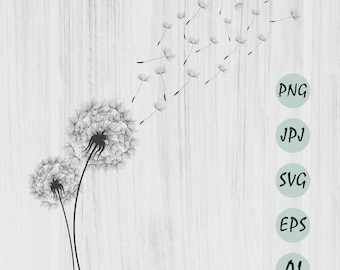 Dandelion SVG, PNG, EPS, Dandelions svg , Instant Download, Digital Download, Floral Clipart, Flower Silhouette svg