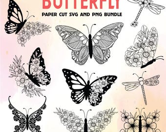 Butterfly Svg, Svg Bundle! Butterflies Papercut Template,Butterfly laser cut, Butterfly Cut File, Paper Cut Out, for Silhouette, Cricut