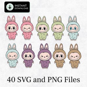 Labubu 40 Designs SVG, PNG, Bundle, Vector Digital File for Cricut, Laser Cut Labubu, Instant Download Labubu Character Bundle