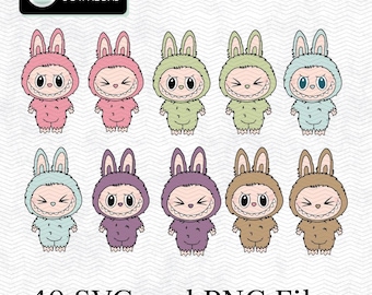 Labubu 40 Designs SVG, PNG, Bundle, Vector Digital File for Cricut, Laser Cut Labubu, Instant Download Labubu Character Bundle