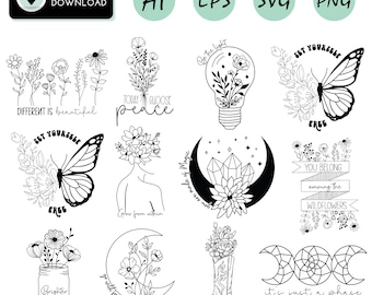 Wildblumen Spar-Bundle, Blumen-Svg-Bundle, minimalistischer Blumenstrauß, Blumen-Svg-Bundle, Botanisches-Svg, Natur-Svg, Blumen-Skizze-Svg