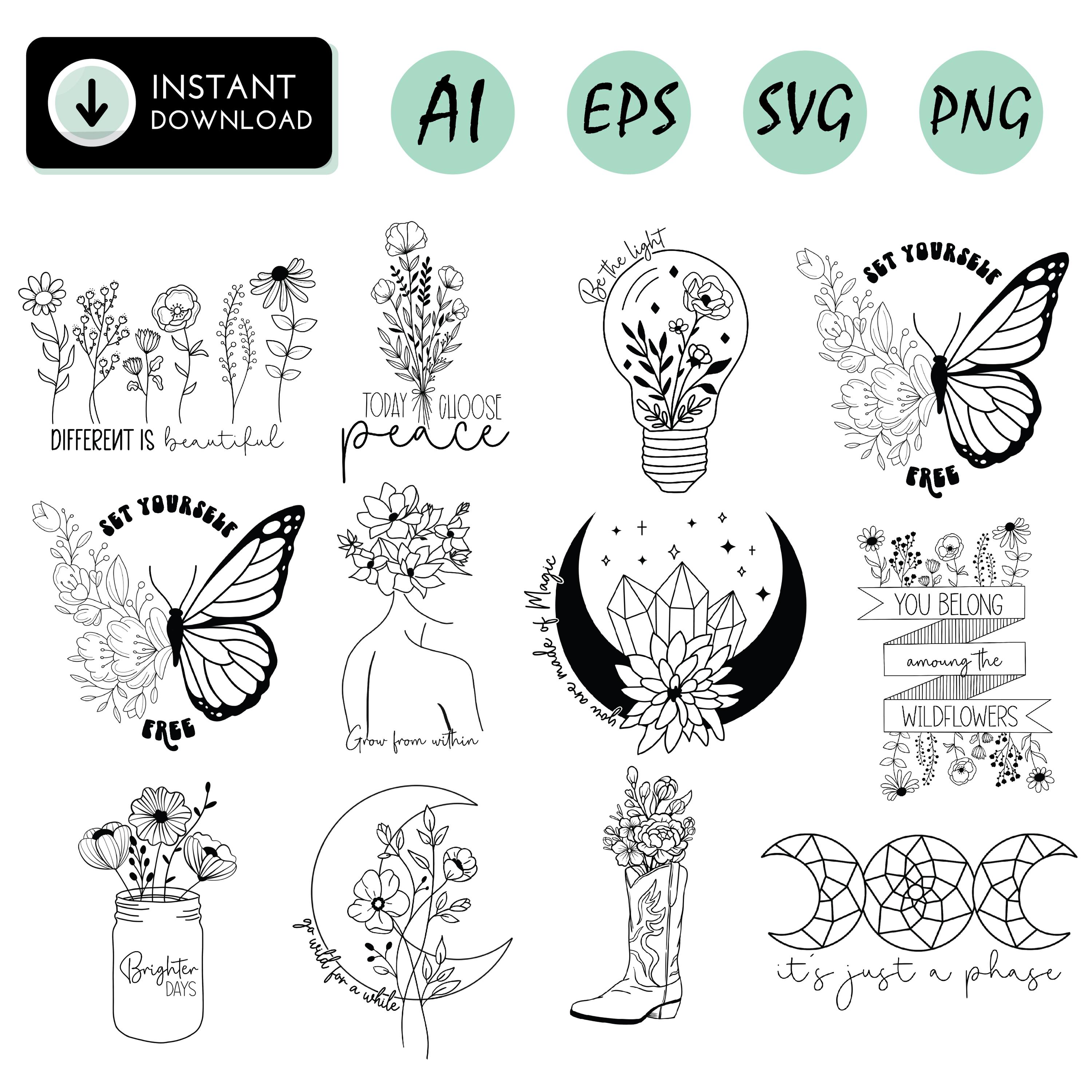 Wildflower Svg Bundle,Flower svg,Floral svg Bundle,Minimalist Flower Bouquet,Floral svg,Botanical svg,nature svg, flower sketch svg