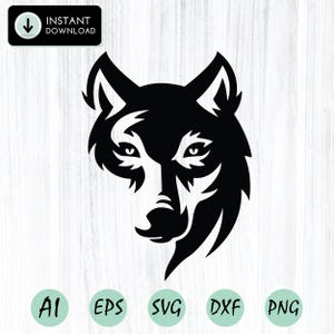 Varg SVG, Varghuvud SVG, Clipart, Vargvektorfil, klippning, Vilt djurvektor, Djurform, Vargsilhuett, Varghuvudsilhuett