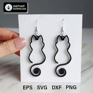 Cat Lightweight Laser Cut Wooden Earrings, Cat Earrings, Popular Gift Idea, Cat Lovers Jewelry, Wood Cat Earrings, Gift Idea