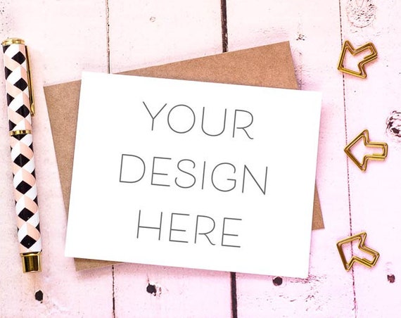 Download Free Feminine Greeting Card Mock Up A2 Card Mockup Styled Psd