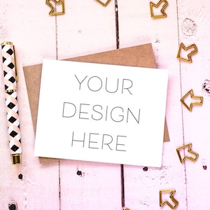 Feminine Greeting Card Mock Up A2 Card Mockup Styled Stock Etsy