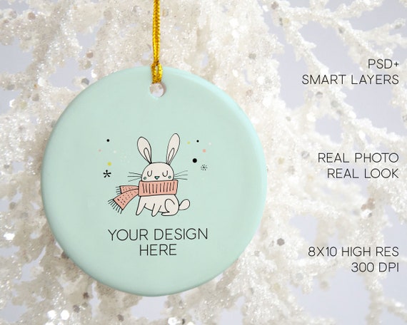 Round Ceramic Ornament Mock Up Round Ornament Mockup Printed