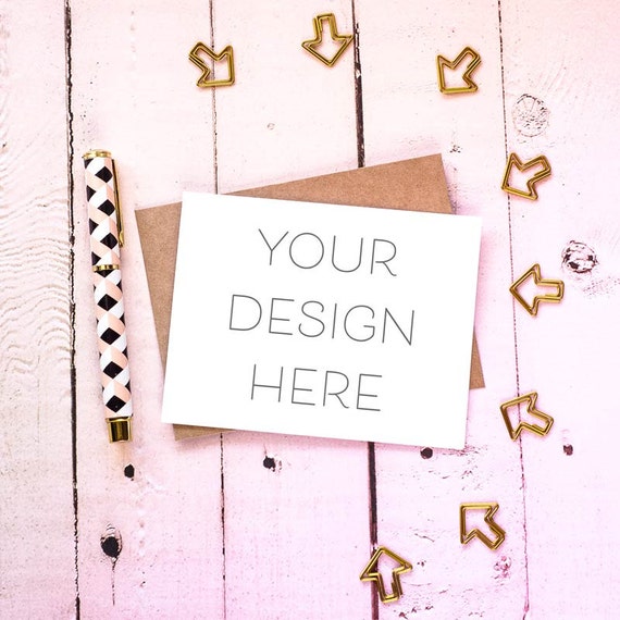 Feminine Greeting Card Mock Up A2 Card Mockup Styled Stock Etsy