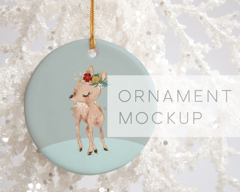 Download Christmas ornament mockup Round Ornament mockup Ceramic | Etsy