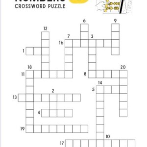 Cruciverba per bambini, attività bambini, numbers crossword, children crossword, children activity
