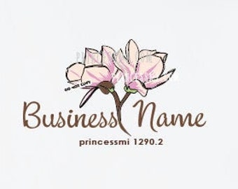 magnolia logo, floral logo, florist logo,  boutique logo, premade logo,  1290-2