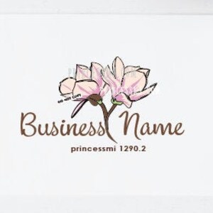 magnolia logo, floral logo, florist logo, boutique logo, premade logo, 1290-2 imagen 1