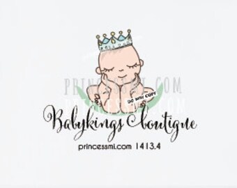 Newborn logo, baby boy with crown, photography logo, 1413-4