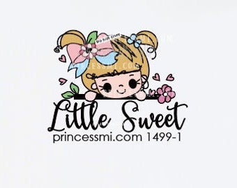 little girl logo, boutique logo, doll logo, bowtique logo,  1499-1