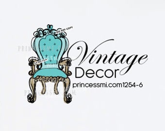 furniture logo, vintage chair logo,  hand drawn logo, home decor logo  1254-6