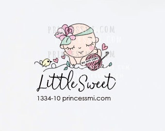 Newborn logo, crochet logo, ball of yarn, baby craft   1334-10