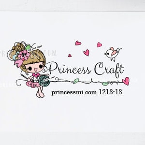 girl crochet logo, crochet business, craft logo 1213-13 image 1