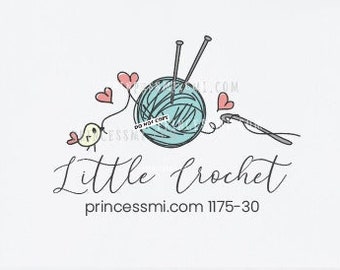crochet logo, knitting logo, craft ball of yarn , 1175-30