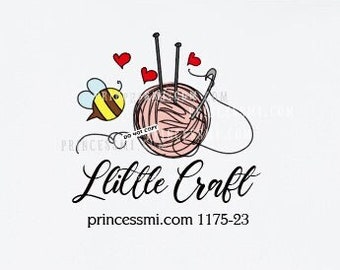 Crochet Logo, knitting logo, Bee craft logo 1175-23