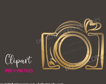 Gold camera clipart elegant glitter camera photography photographer camera artwork whimsical png file by princessmi 0019