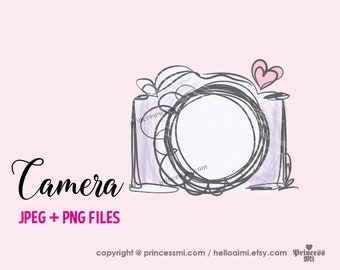 Purple Camera Clipart: Photographer Artwork (PNG, JPEG)