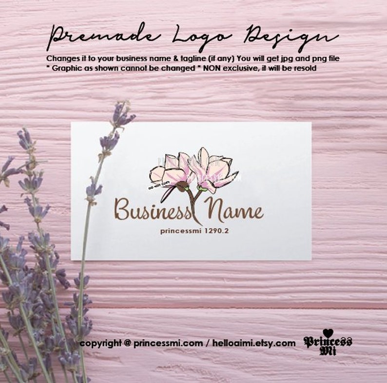 magnolia logo, floral logo, florist logo, boutique logo, premade logo, 1290-2 imagen 2