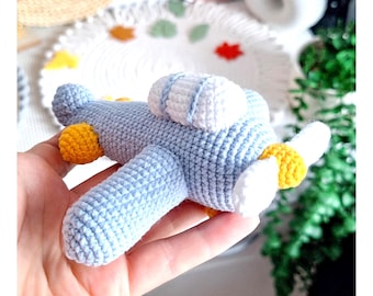 Crochet Airplane Plush Toy, Amigurumi Plane, Aviation Nursery Decor, Baby Shower Gift, Neutral Gift