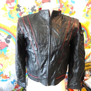 Vintage jaren 80 Winlit Michael Jackson Thriller zwart lederen motor bikerjack maat S