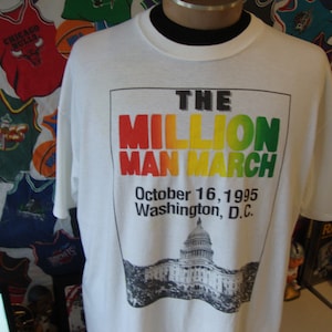 Vintage 90&#39;s Chicago 1995 Million Man March witte tee rap hiphop Juneteenth zeldzame T Shirt Maat XL