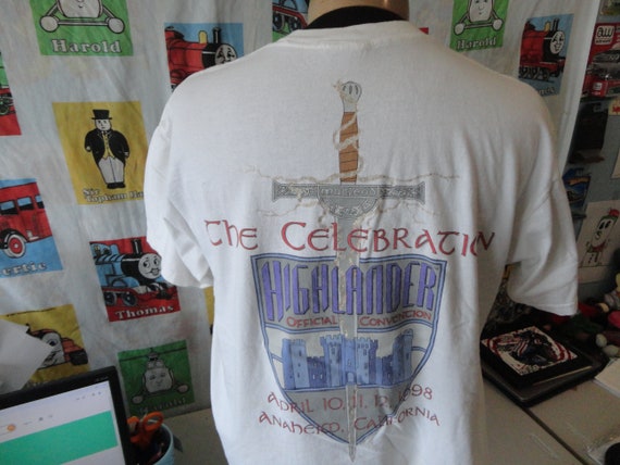 Vintage 90s Highlander 1998 Christopher Lambert as Connor MacLeod sword t shirt XL