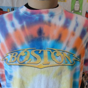 Vintage 90&#39;s BOSTON Ty Dye psychedelic band tee Concert Tour T Shirt XL
