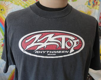 Vintage 90-tals ZZ TOP Rhythmeen-märke bandtröja Turnékonsert Z.Z. Top T-shirt storlek XL