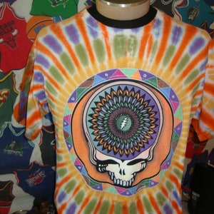 Vintage 90&#39;s The Grateful Dead Band Tee Tye ty dye Concert Tour 1995 30 Years Forsythe T Shirt Size L