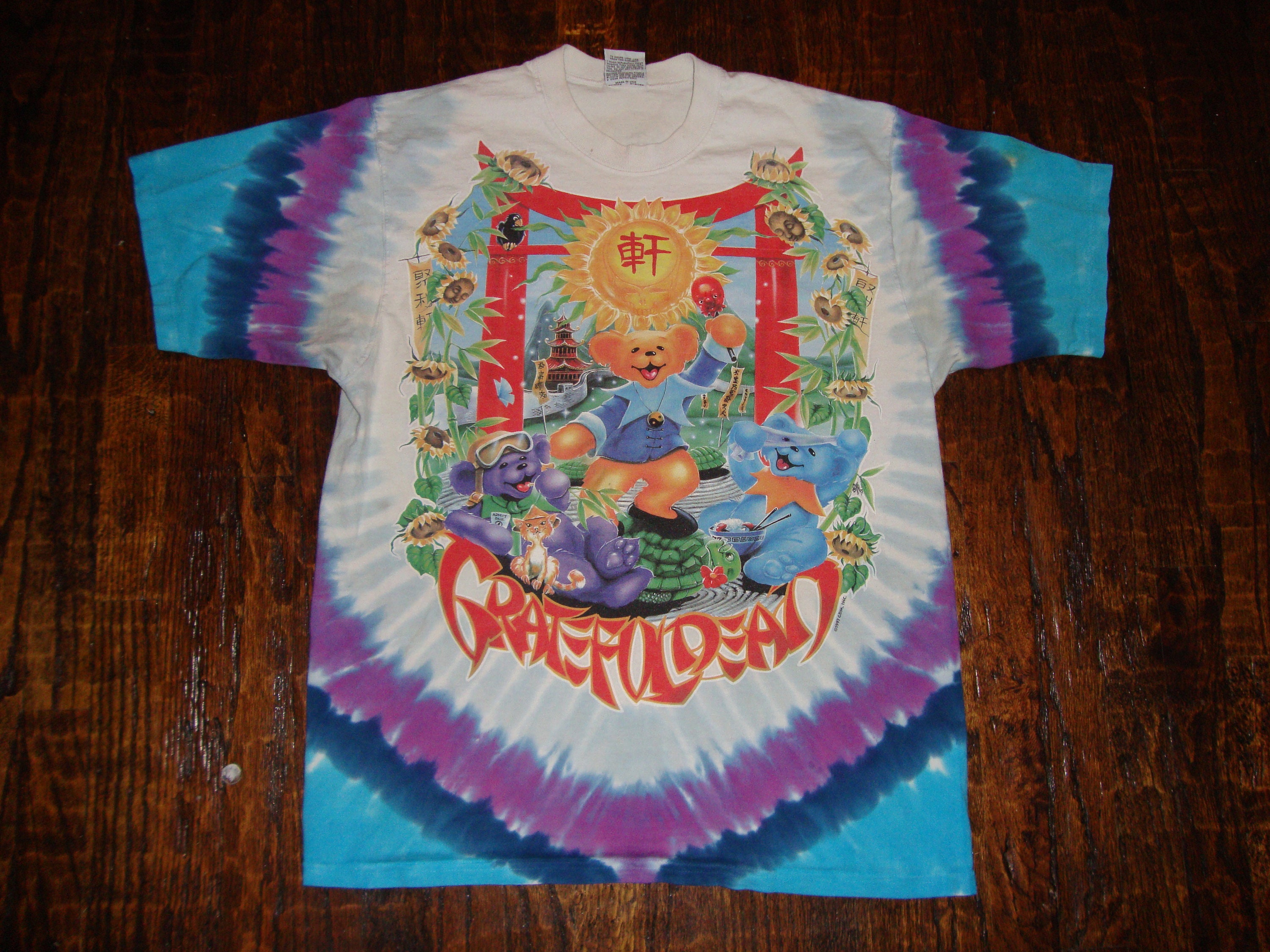Vintage 90's Grateful Dead China Rider Liquid Blue 1997 Made Vintage 90's Grateful Dead China Rider Liquid Blue 1997 Made